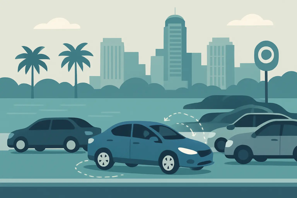 diagram of a car trying to parallel park